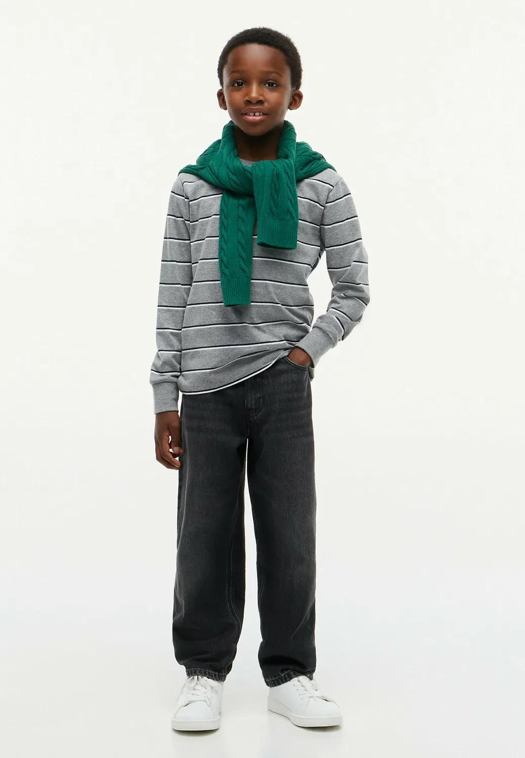 Футболка в полоску - топ с длинными рукавами Tommy Hilfiger, Medium Grey Heather
