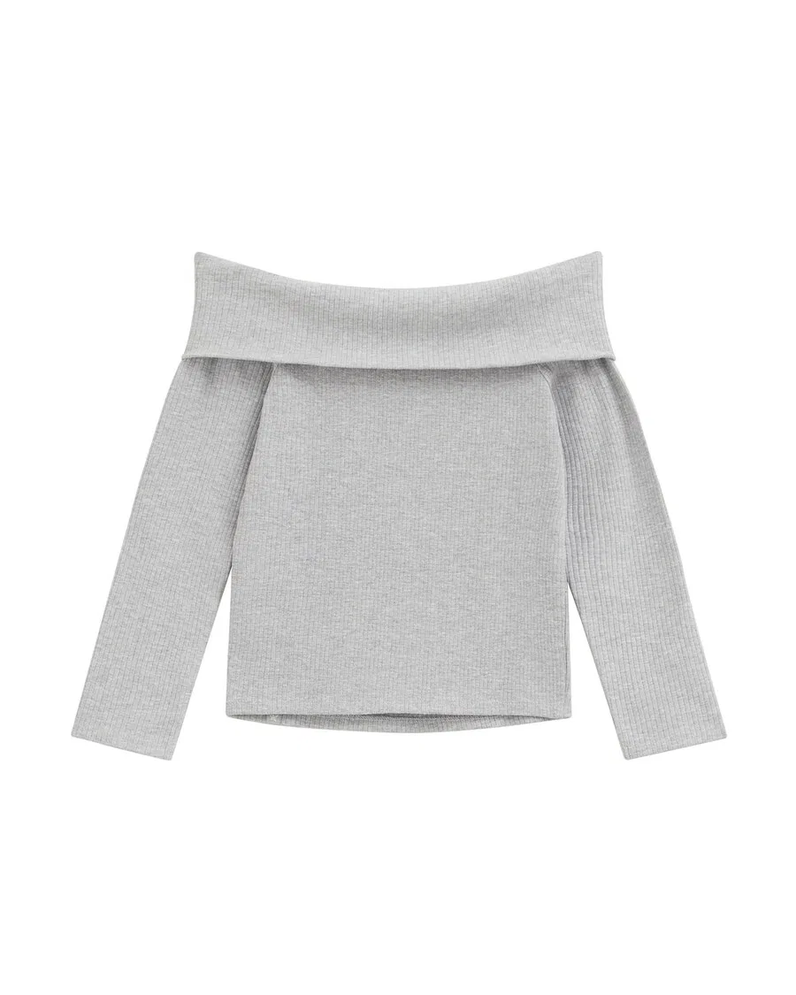 Топ WE Fashion светло-серого цвета — фото 2