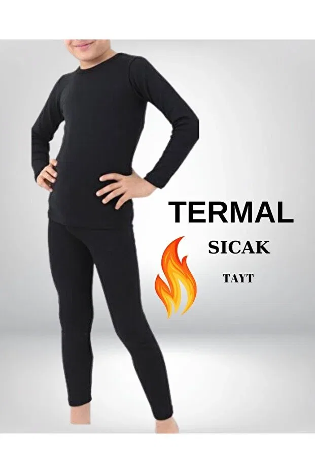 Детские термолеггинсы для девочек хлопковые Seburam Collection, Black — фото 4