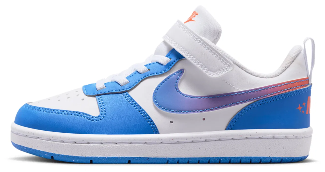 Кроссовки для мальчиков Court Borough Low Nike, цвет White/Bright Violet/Blue Crystal — фото 2