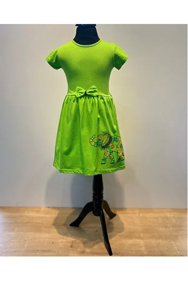 Детское платье для девочек с принтом Ethnic Elephant Neocotton, Green