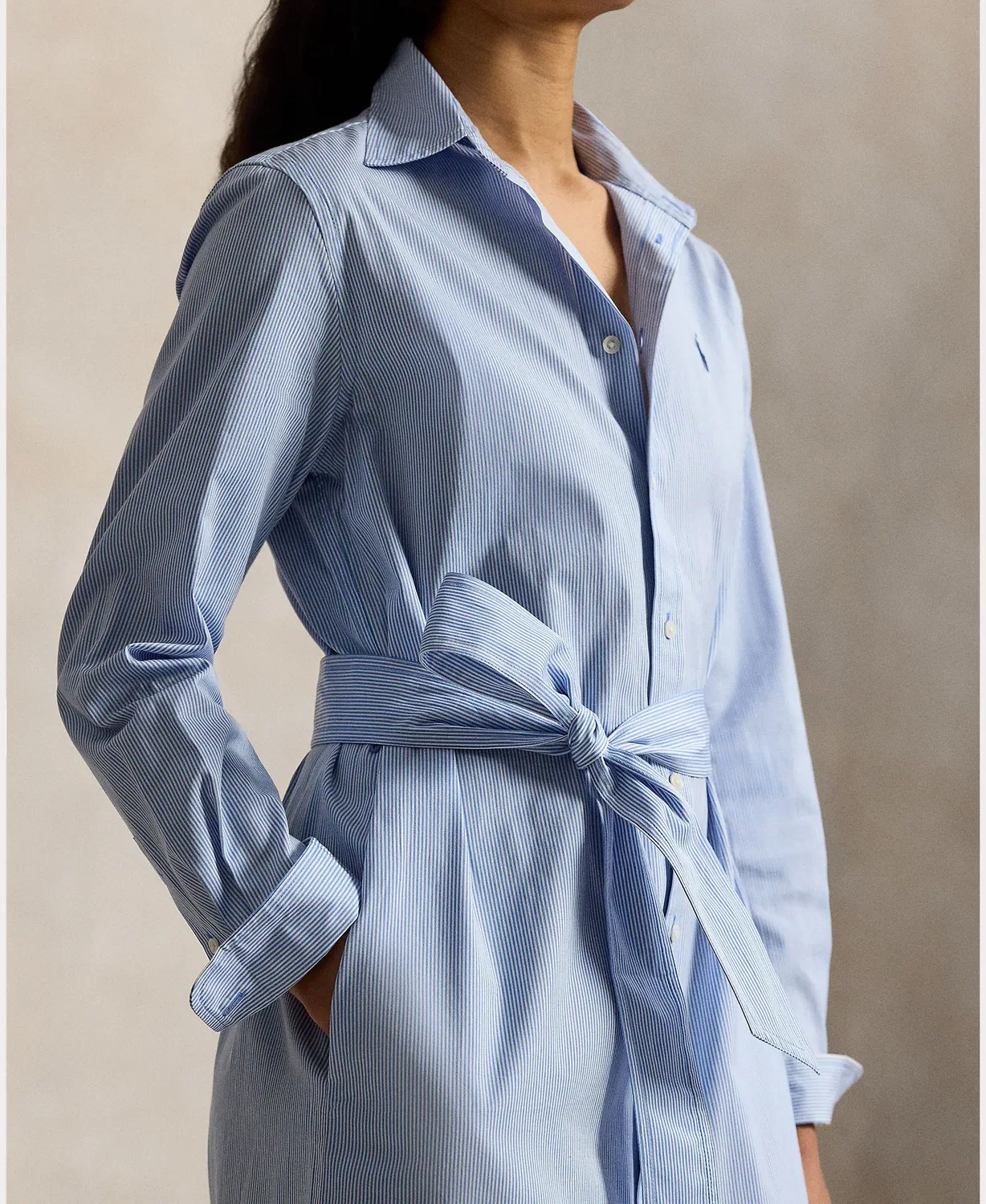 Женское платье-рубашка хлопковое Polo Ralph Lauren, Azul Claro — фото 4
