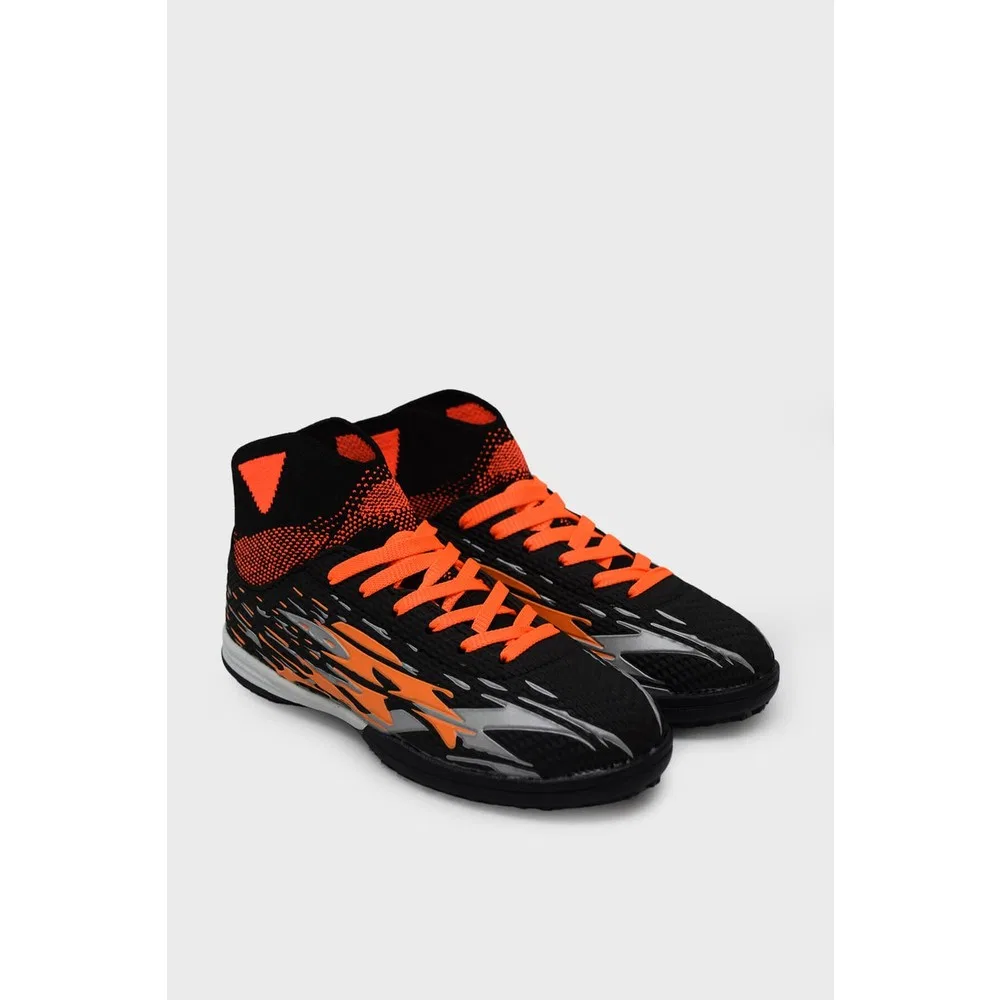 Детские футбольные бутсы для мальчиков с носком для мини-футбола Black Orange Mp-1700 Mp — фото 2