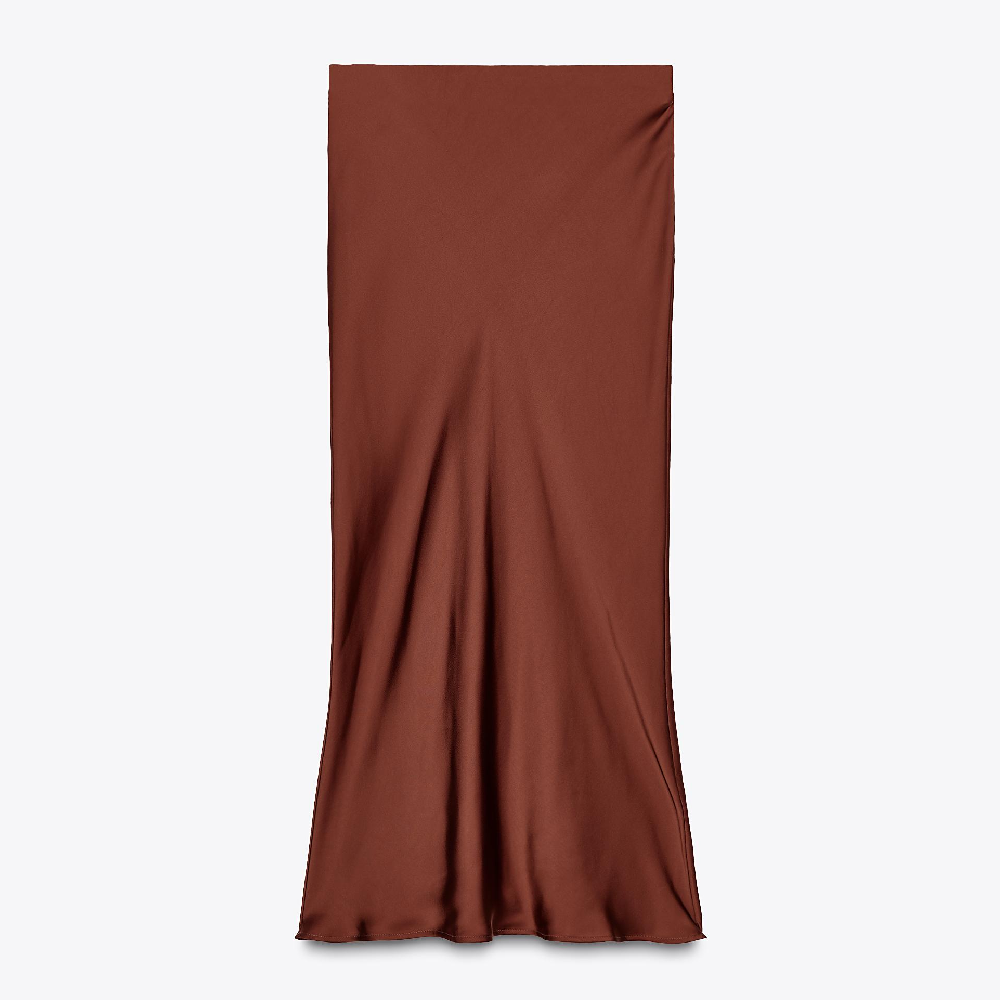 

Юбка Zara Satin Midi, красновато-коричневый