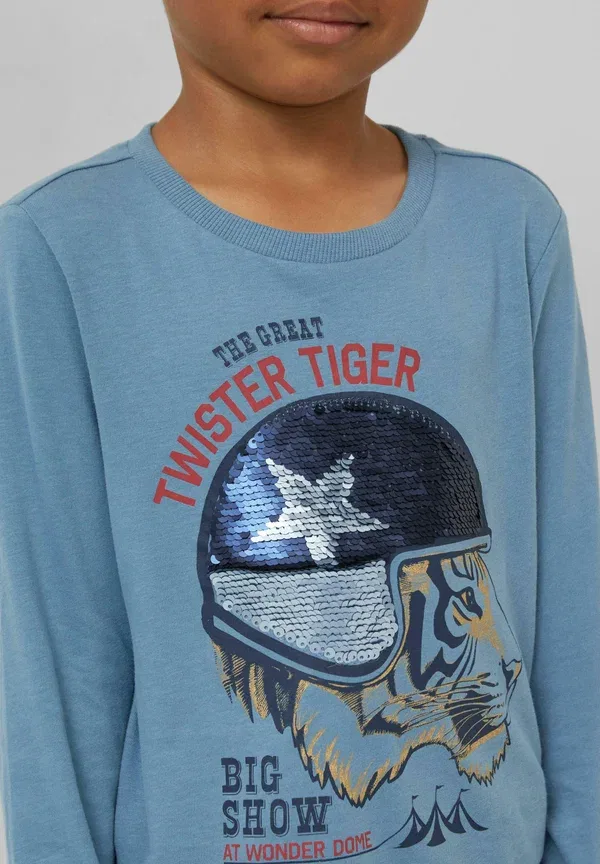 Топ с принтом Mit print und wendepailletten - long sleeved top S.Oliver, голубой — фото 2