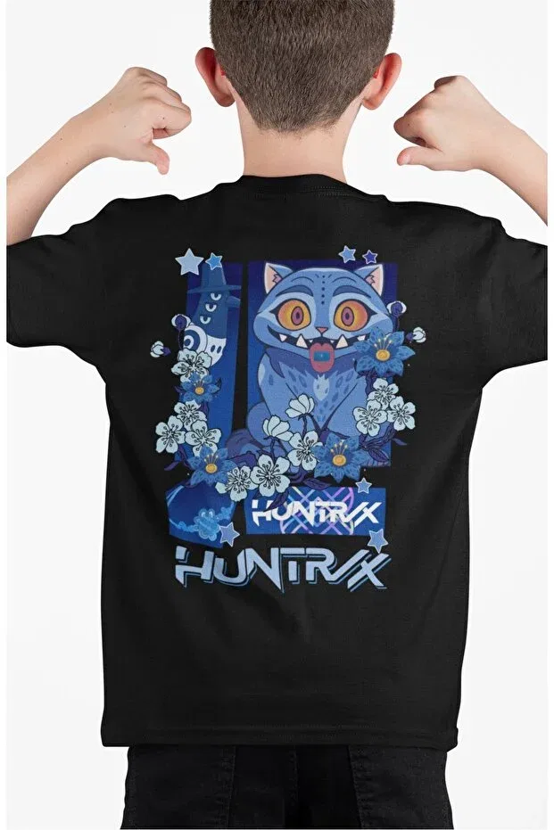 Детская футболка с принтом Derpy huntrix back printed unisex kids t-shirt, kpop demon hunters baby t-shirt Fuddy Moda, Black — фото 3