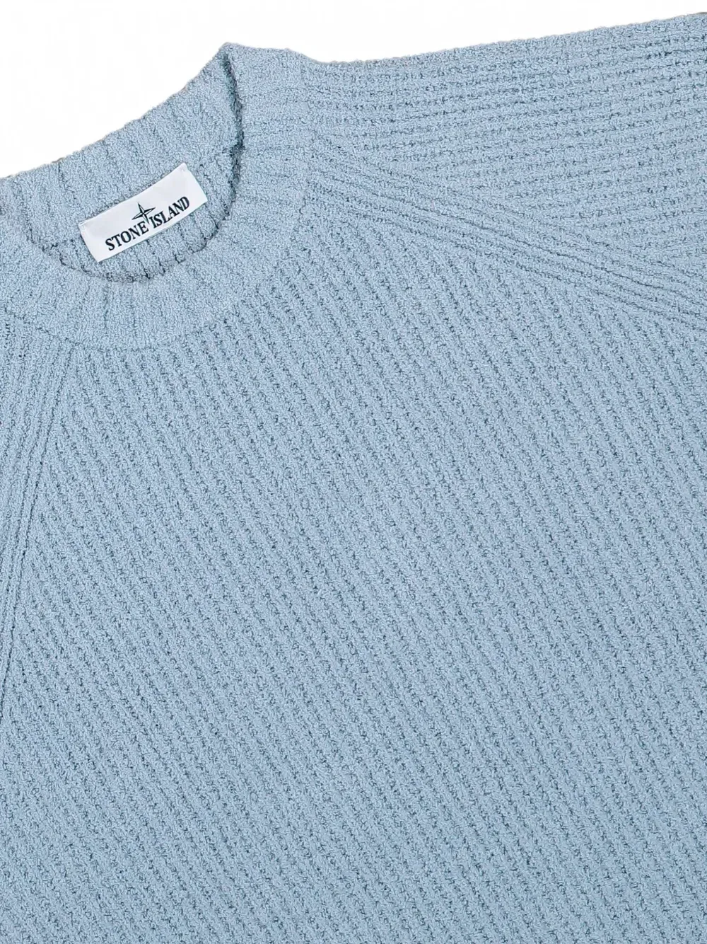 Свитер из букле, связанный в рубчик Stone Island, синий — фото 4