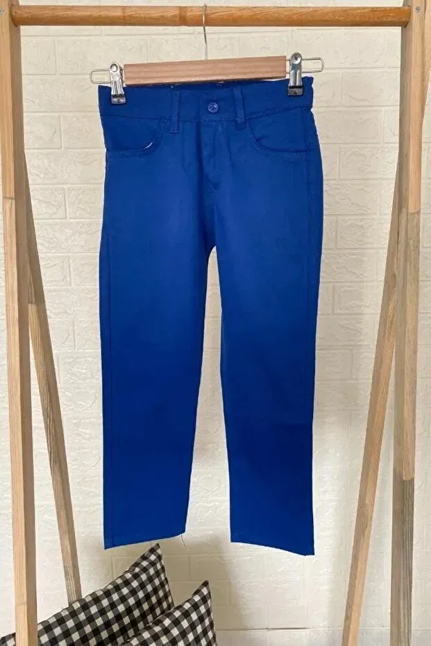 Детские брюки для девочек изо льна Generic Brands, Saks Blue — фото 3