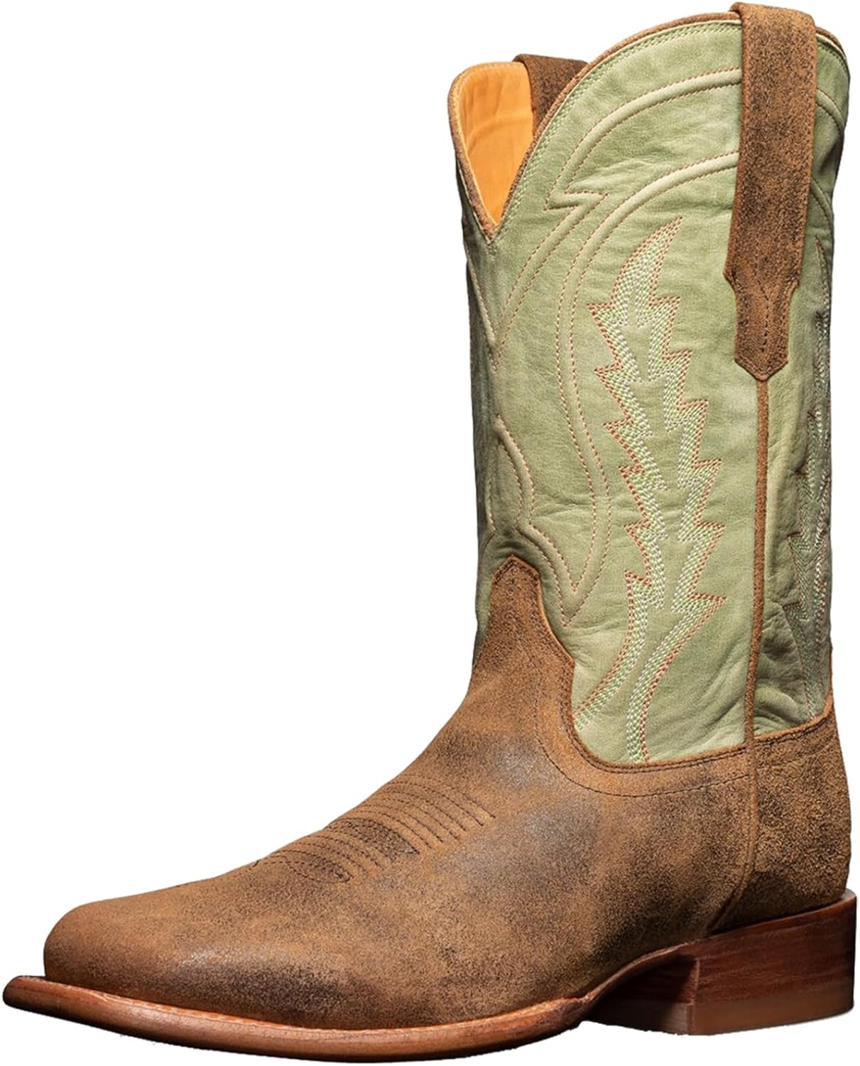 

Ковбойские сапоги для мужчин, мужские вестерн-сапоги с круглым носком, классические модные вышитые противоскользящие страныные туфли для весны и осени Junqiako, зеленый