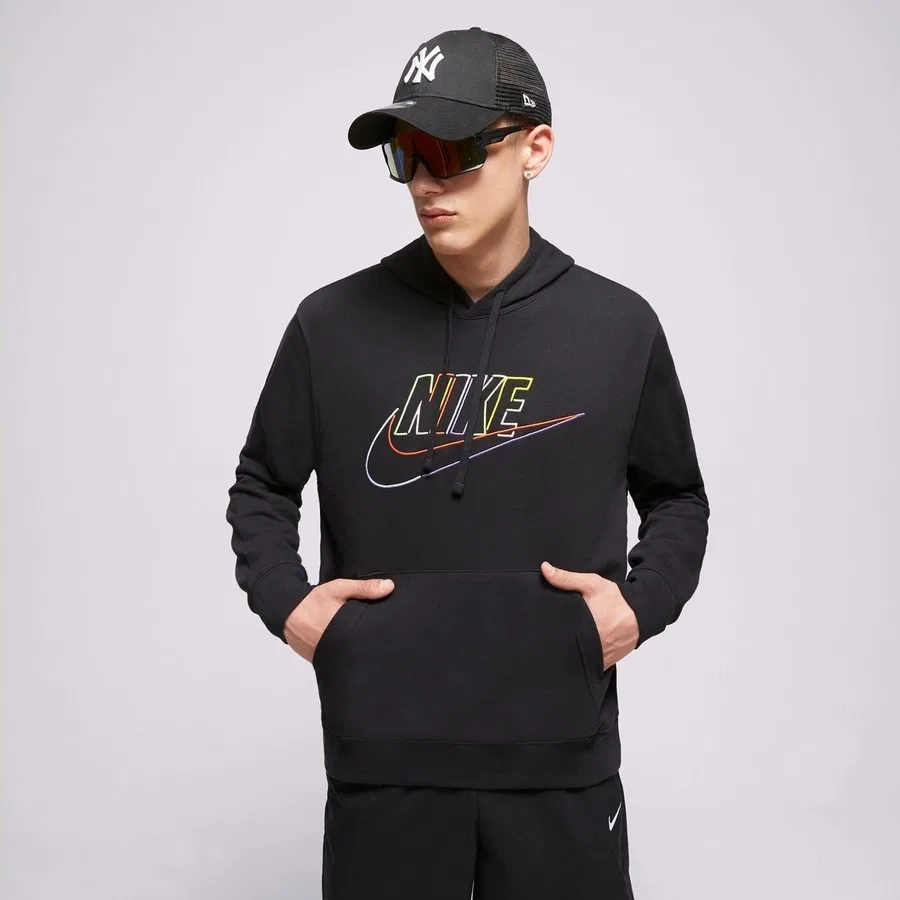 Худи мужское с капюшоном, хлопковое, Nike, Черный — фото 2