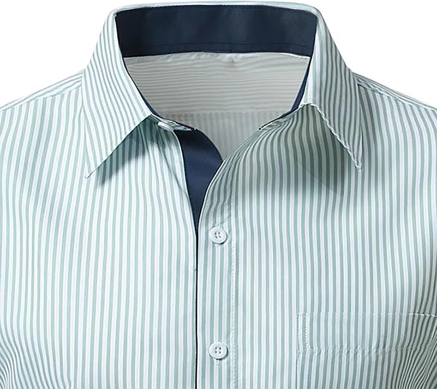 Мужская рубашка с длинным рукавом, Striped Dress Shirt, зелёный — фото 4