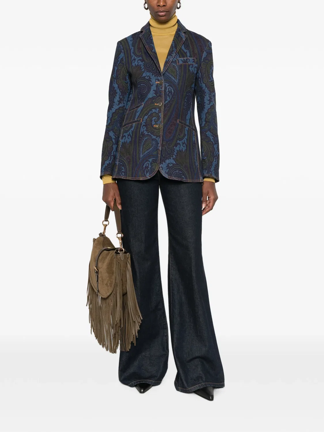 Джинсовая куртка с узором пейсли Etro, синий — фото 2
