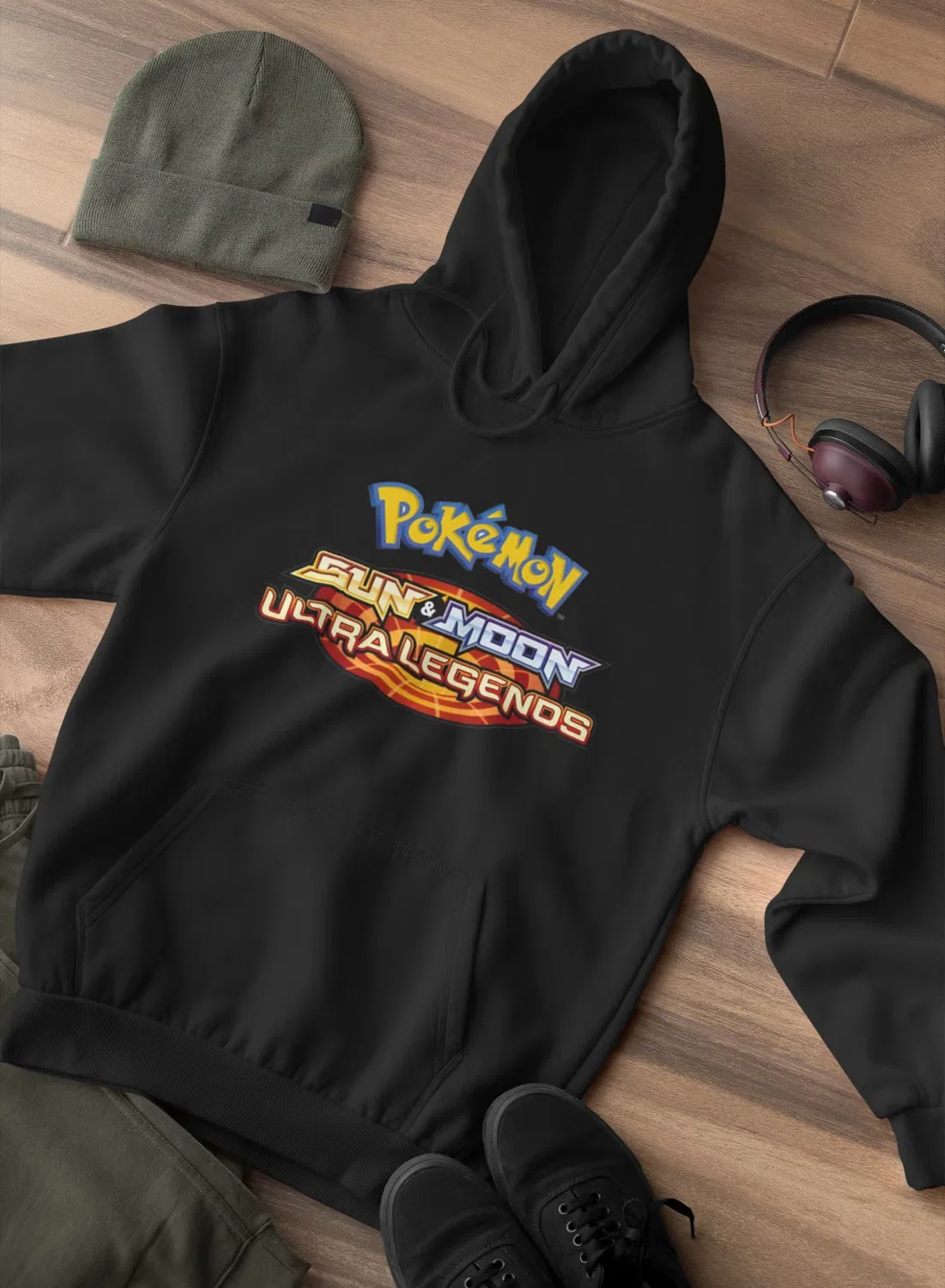 Худи с капюшоном и принтом Pokémon Sun and Moon Ultra Legends, Zoom, черный