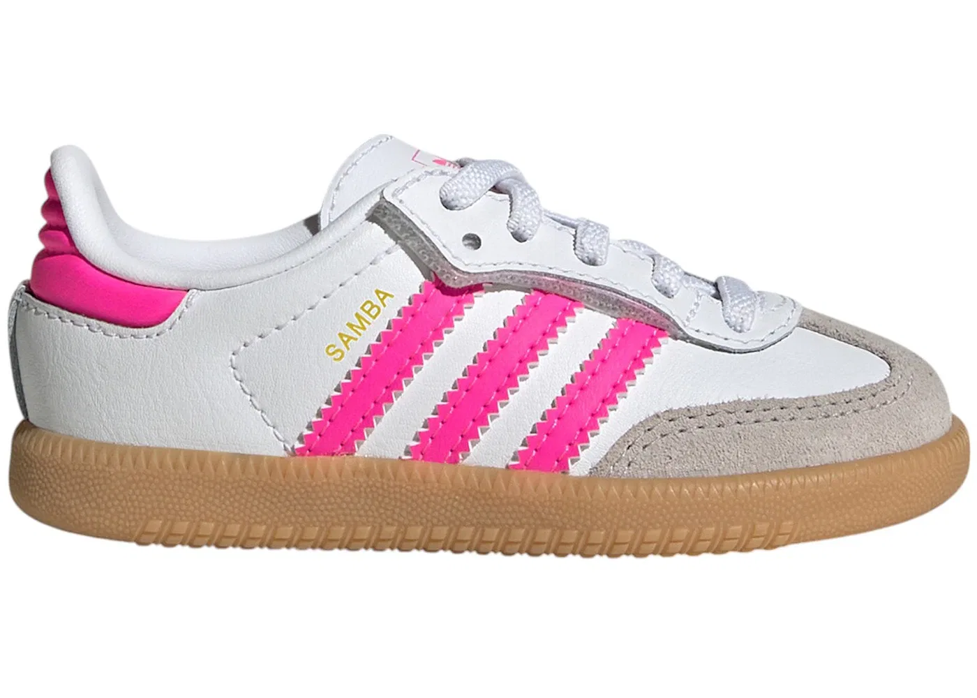 Детские кроссовки с удобной системой застежки Adidas Samba OG Comfort Closure, Cloud White Lucid Pink Gum