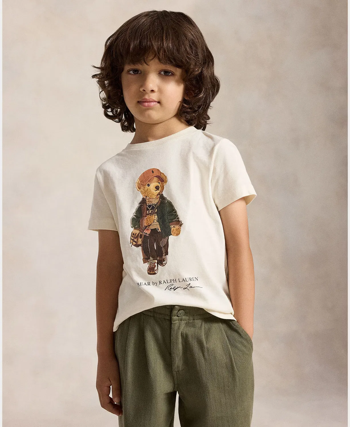 Футболка из хлопка, Unisex Polo Bear, Polo Ralph Lauren, кремовый