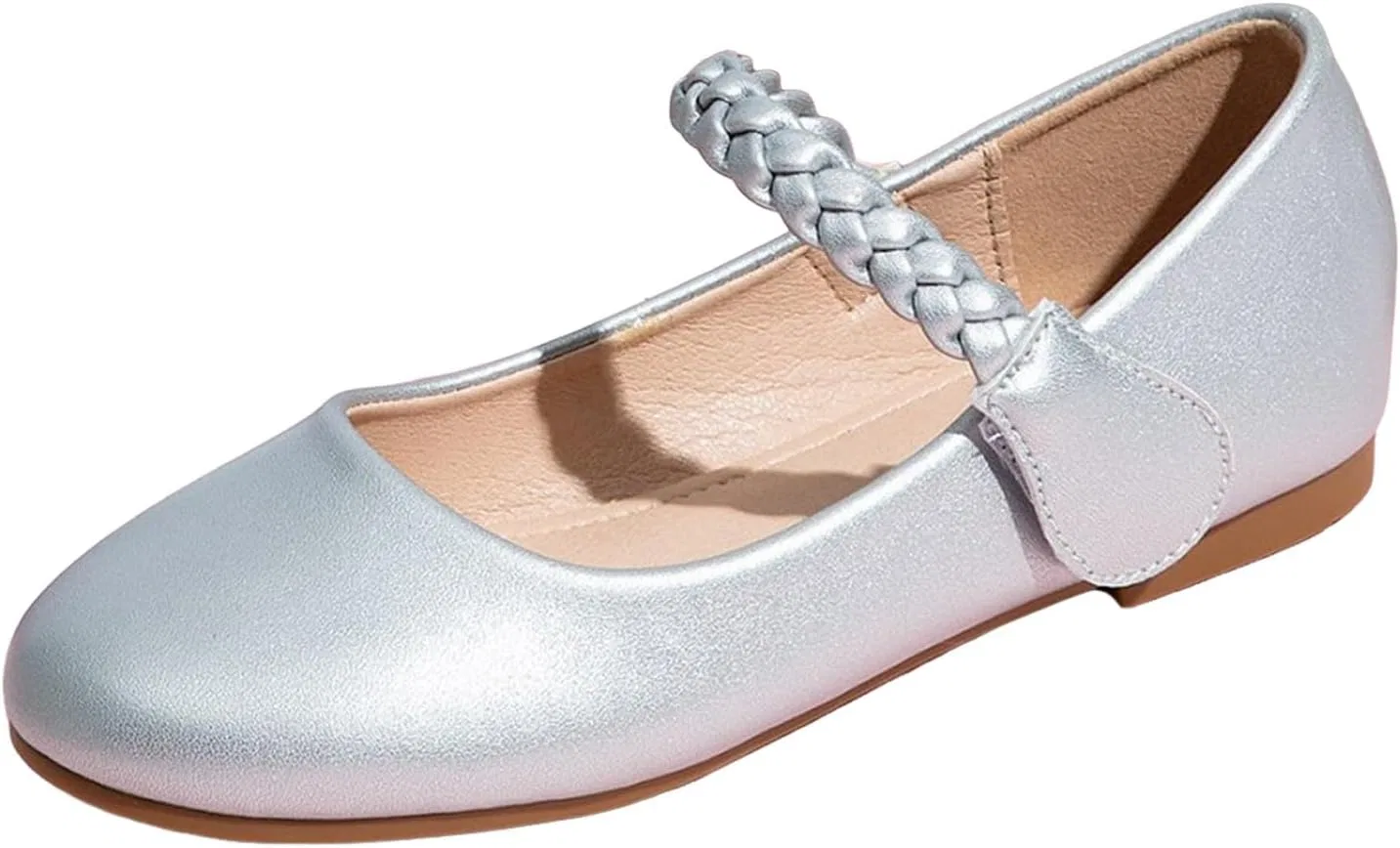 Детские туфли Мэри Джейн для девочек с эластичным ремешком, Silver