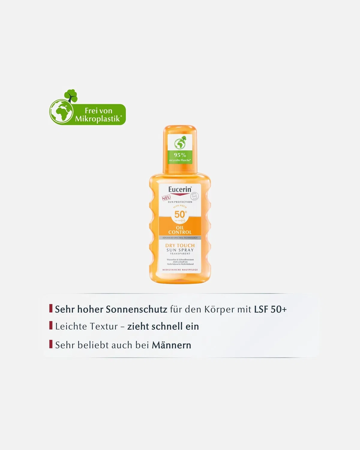 Солнцезащитный крем-спрей для контроля жирности кожи тела LSF 50+ Eucerin, 200 Ml — фото 2