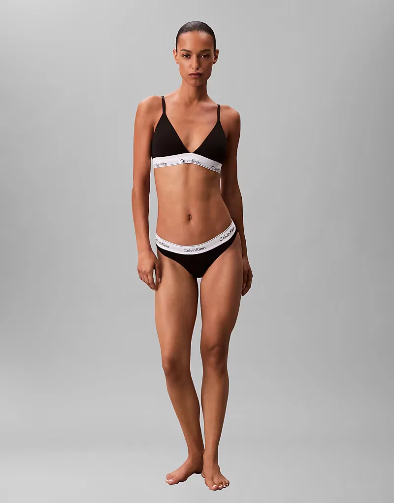 Бралетт треугольный с легкой подкладкой Icon Cotton Modal Calvin Klein, черный — фото 4