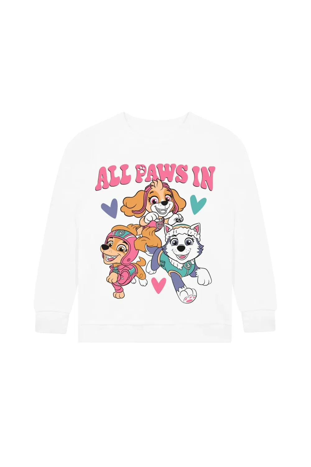 Детский свитшот с принтом Liberty, Everest and Skye Paw Patrol, White