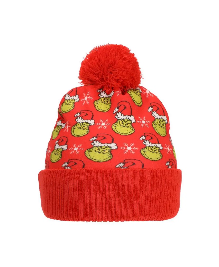Комплект из вязаной шапки и перчаток с принтом The Grinch, Red & Green — фото 4