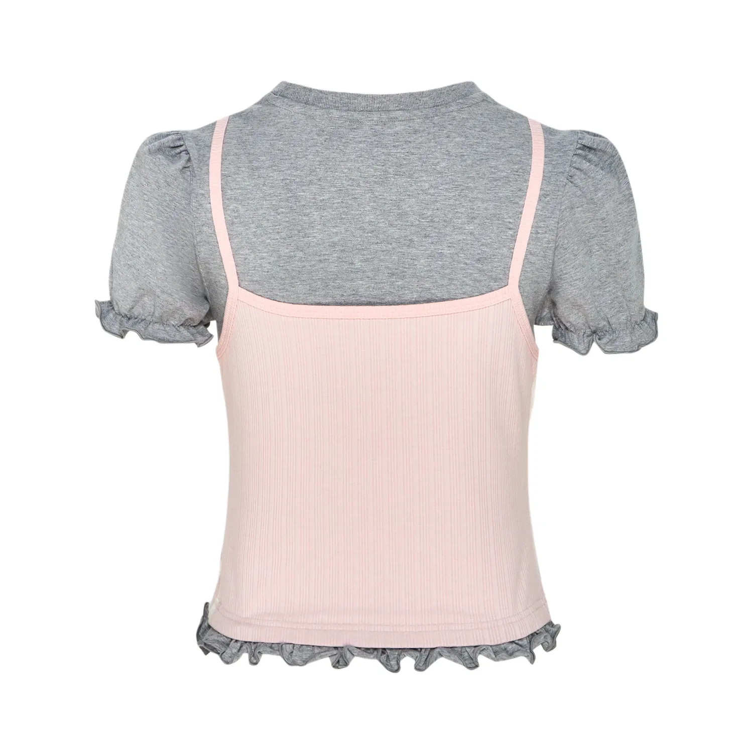Женская футболка с круглым вырезом Medium Heather Gray/Light Pink Adidas Originals — фото 3