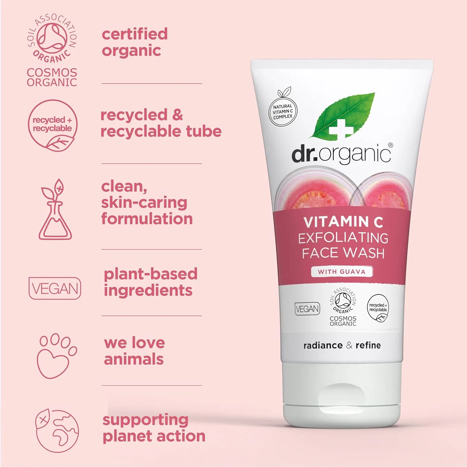Гель для умывания Dr. Organic — Отшелушивающий с гуавой, 150 мл — фото 4