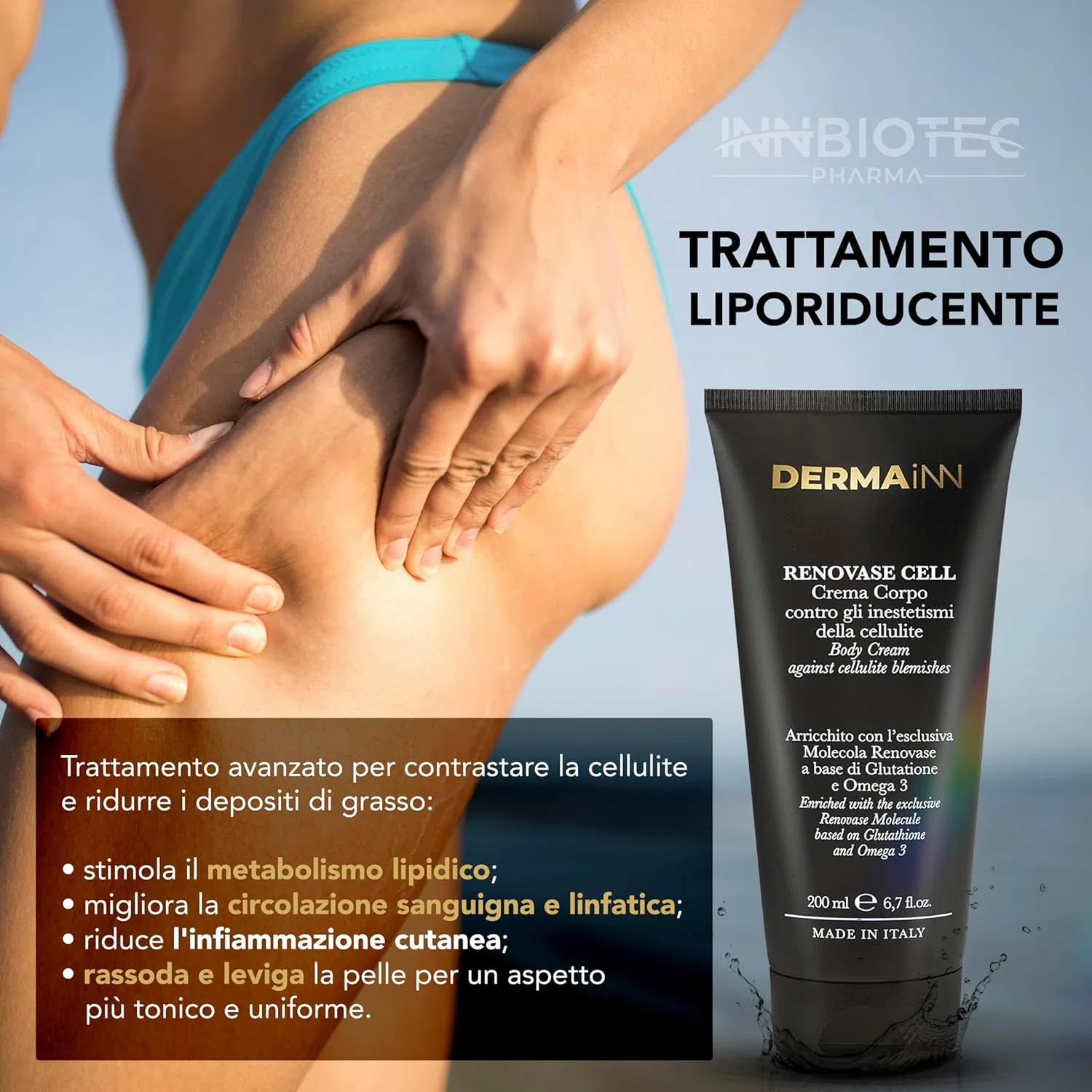 Антицеллюлитный крем Renovase Cell Forte для тела, ног и ягодиц Innbiotec Pharma — фото 4