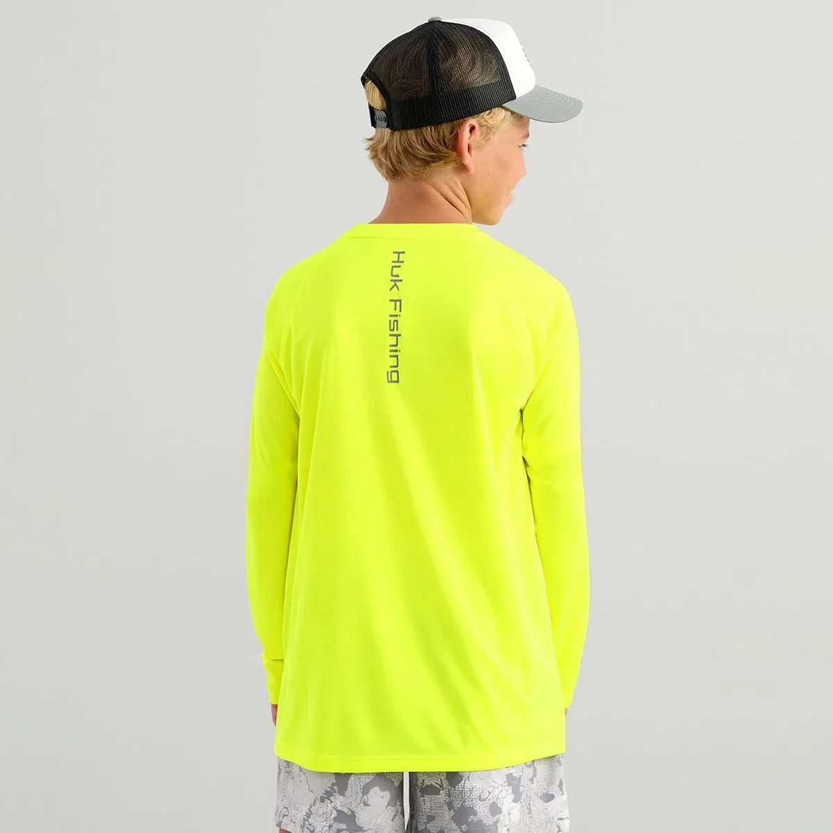 Детская футболка с длинным рукавом Pursuit Solid Crew Huk, Neon Yellow — фото 4