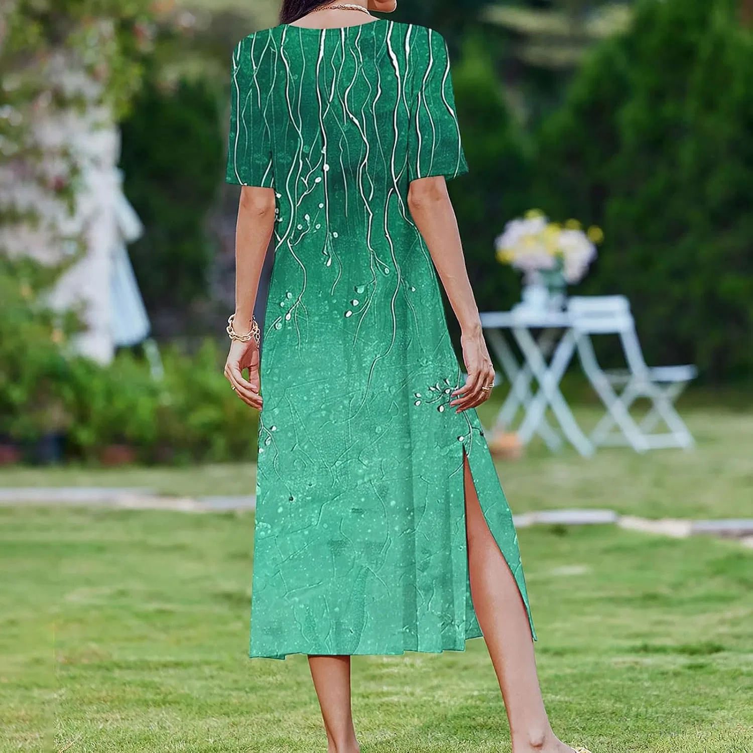 Женское летнее платье свободного кроя с карманами, Mint Green — фото 4