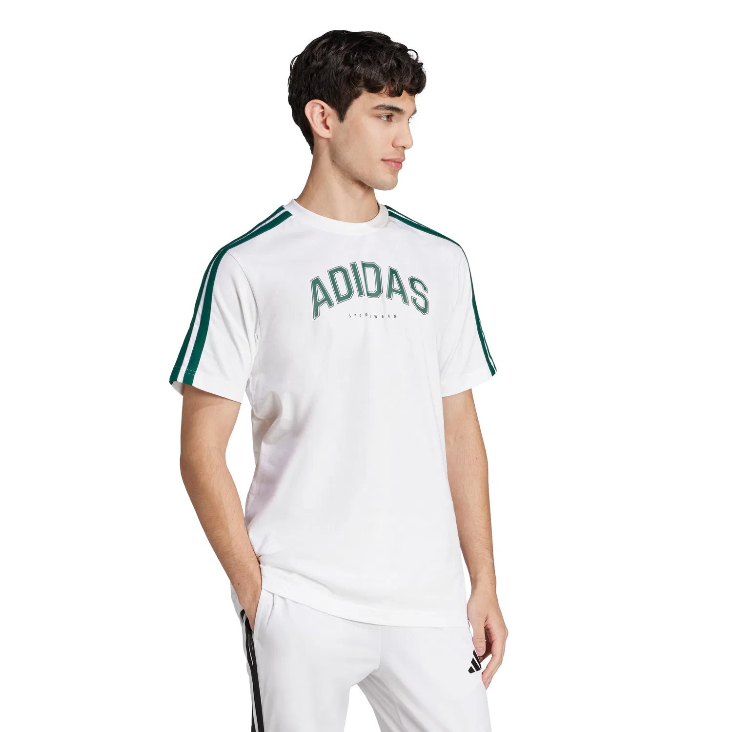 Мужская футболка с принтом Codes Collegiate Linear Graphic adidas, White/Opulento Garden
