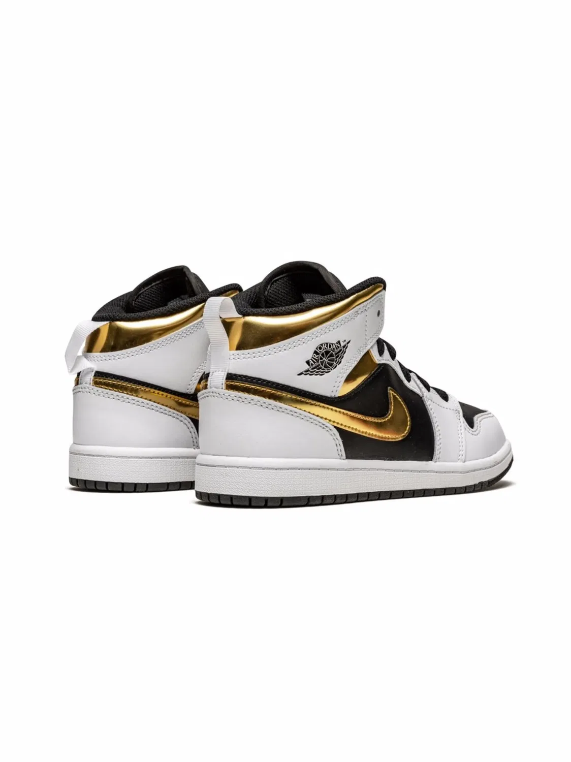 Кроссовки Jordan 1 Mid в белом и золотом — фото 3