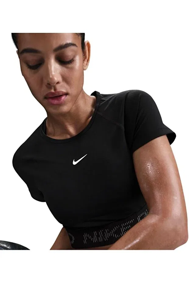 Женская футболка с принтом Pro Dri-Fit Short Sleeve Graphic Black Crop Nike, Black — фото 3