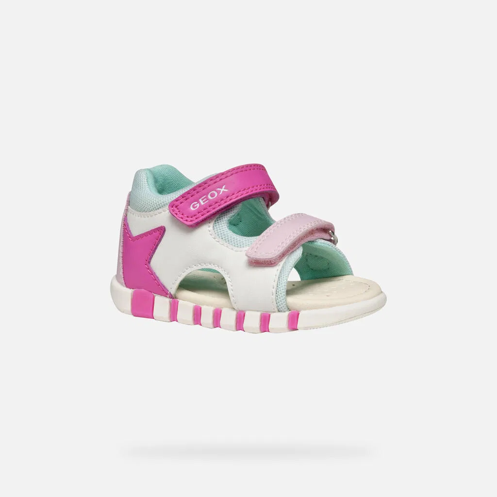 Детские сандалии для девочек с кожаным верхом Lupidoo A Geox, Weiss Fuchsienrosa — фото 4