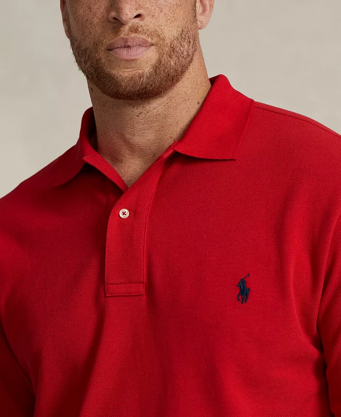 Мужская поло The Iconic Mesh большого и высокого размера Polo Ralph Lauren, красный — фото 3