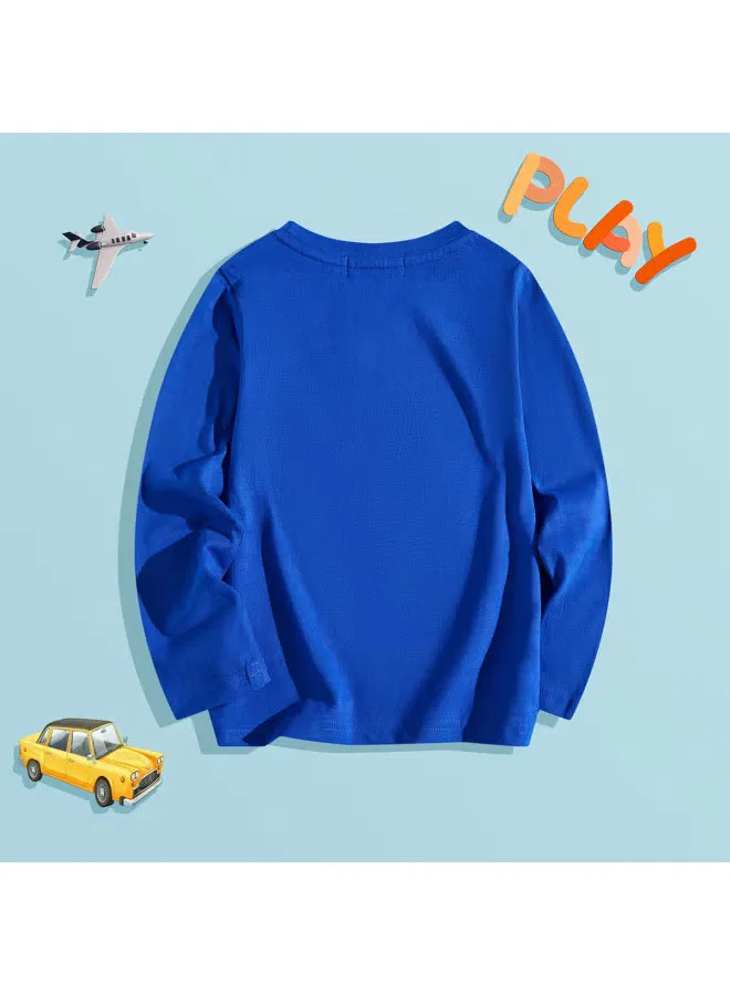 Футболка с длинным рукавом с принтом для мальчиков Jeanswest, синяя — фото 4