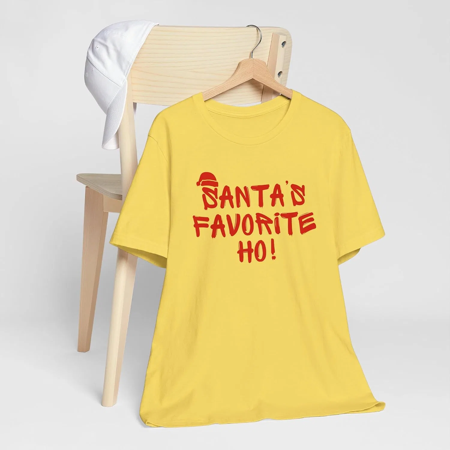 Женская футболка с принтом Santa's Favorite Ho! Bella Canvas 3001, Maize Yellow — фото 2
