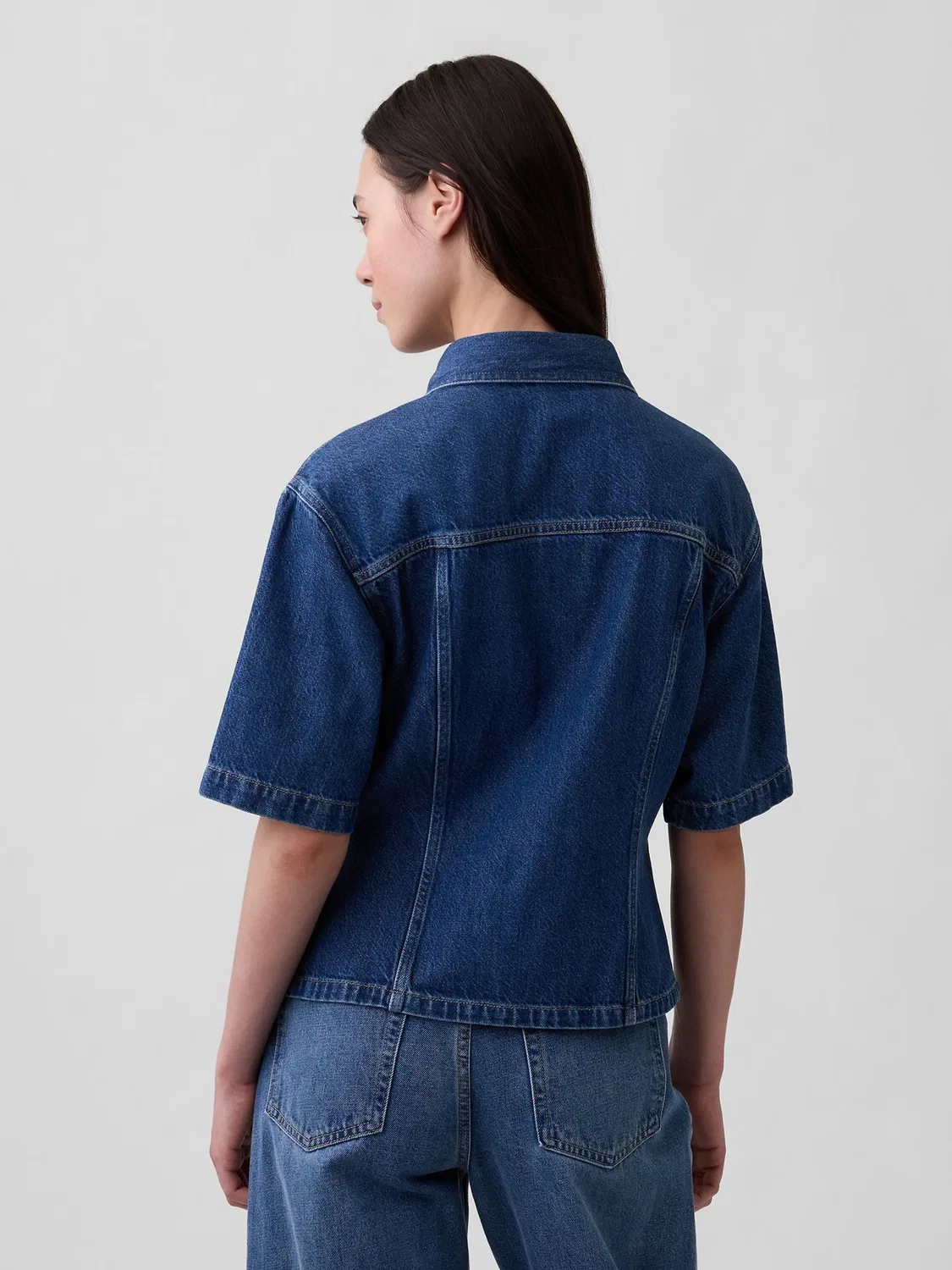 Джинсовая рубашка Gap Blue UltraSoft Denim Pocket, синий — фото 2