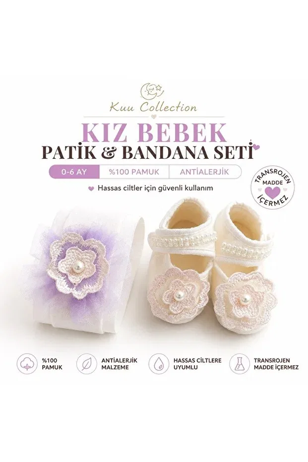 Детские пинетки и бандана для девочек набор Nu Ku Collection, Nude Color