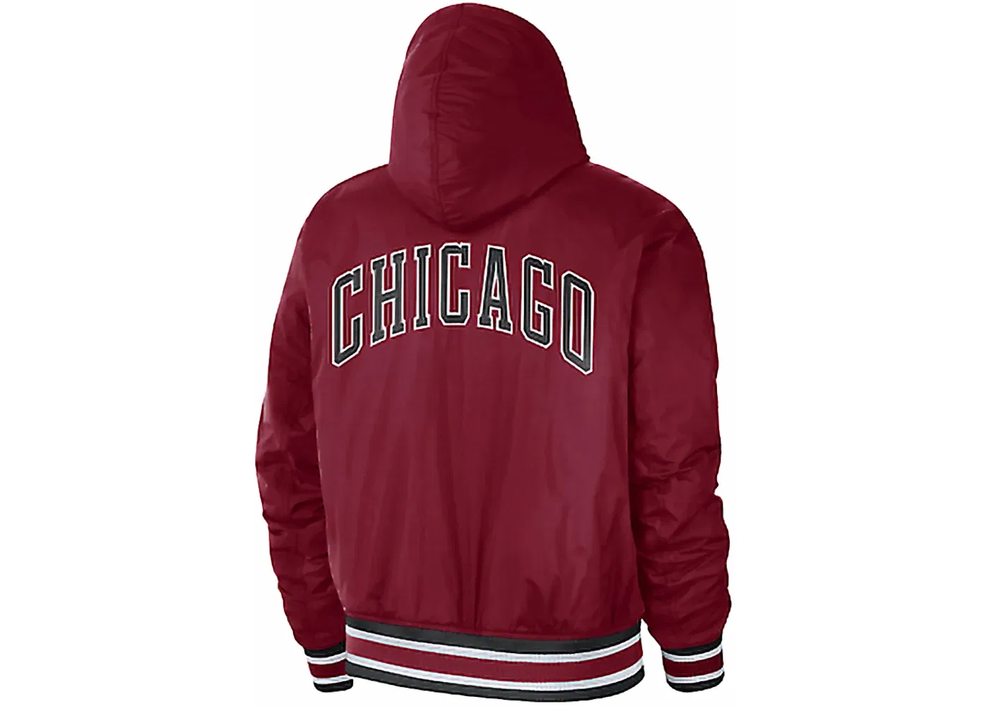 Мужская куртка с полной застежкой-молнией Nike NBA Chicago Bulls Courtside City Edition Jacket, Dark Red/White/Black — фото 2