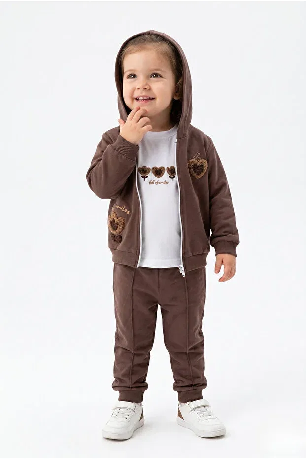 Детский для девочек комплект спортивного костюма с вышивкой Toontoy, Brown