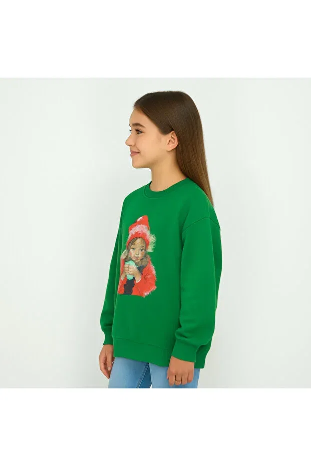 Детские свитшот для девочек хлопковый Atabay Kids, Green — фото 3