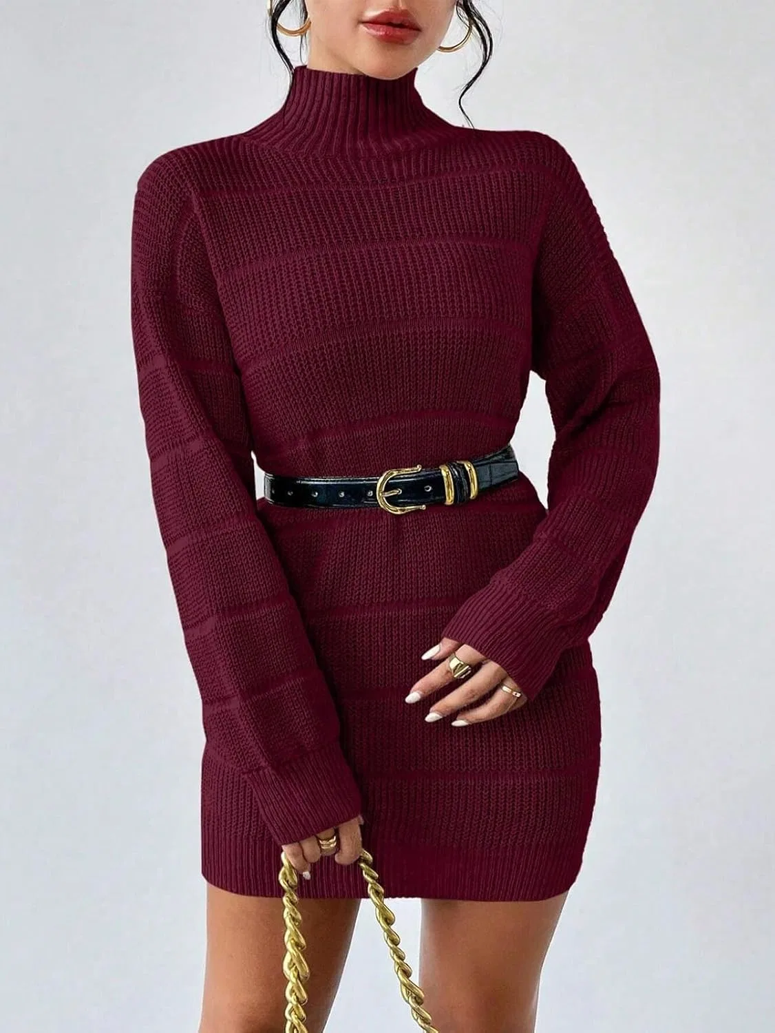 Женское облегающее платье с высоким воротником Bodycon, 35 — фото 2