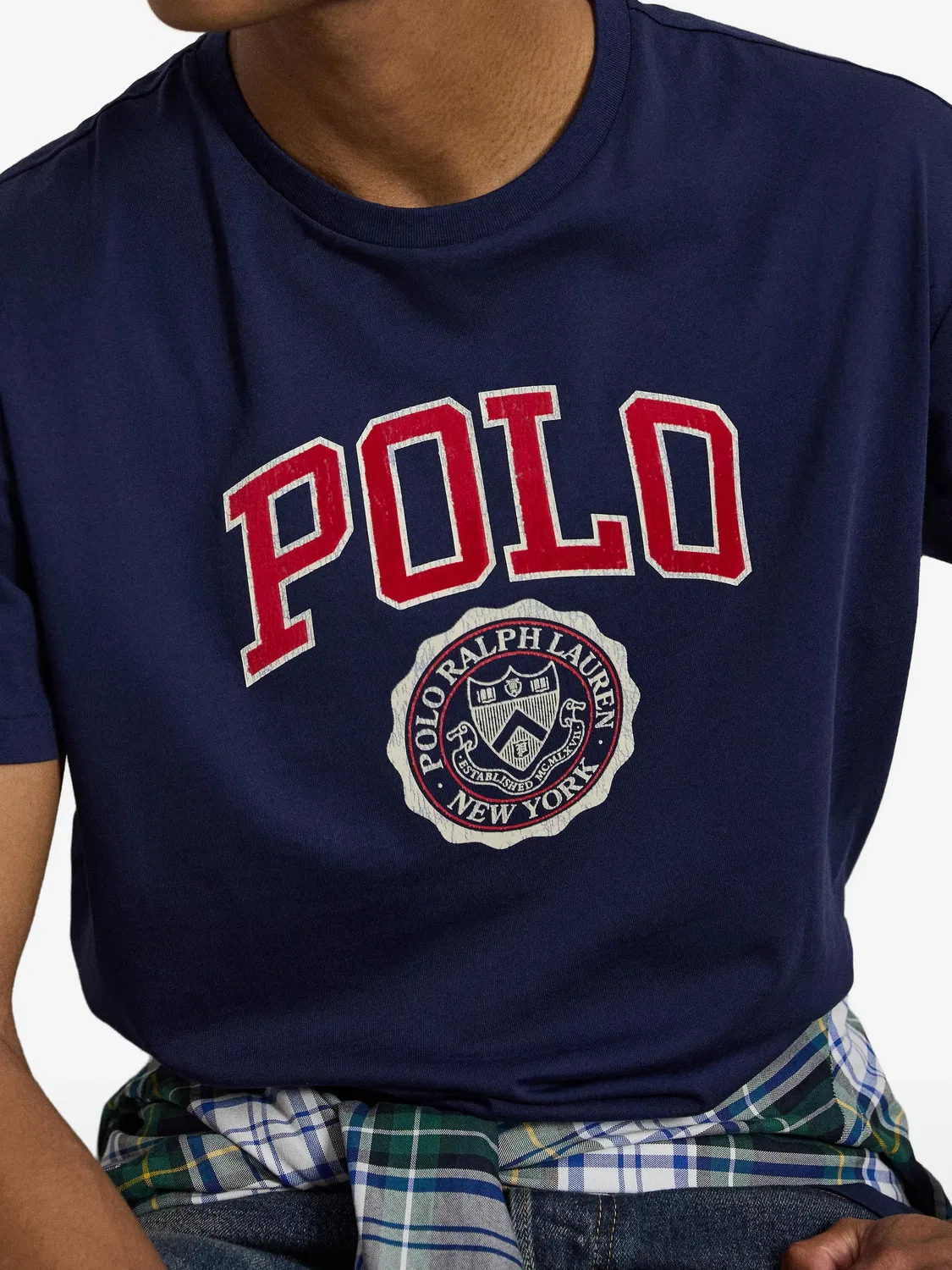 Футболка с флоковой печатью, синяя Polo Ralph Lauren, синий — фото 2