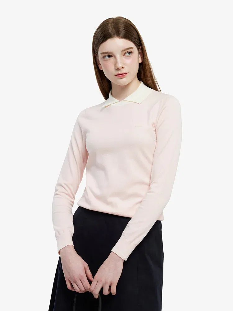 Свитер LACOSTE Pink с контрастным воротником