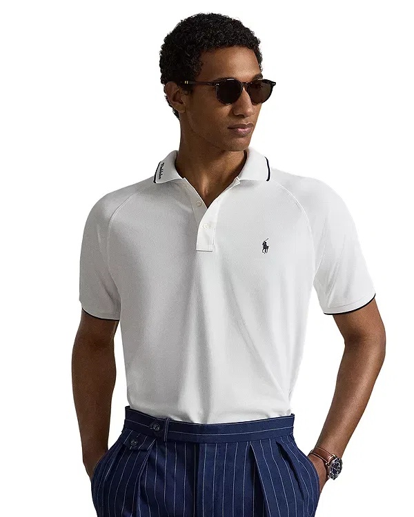 Мужское поло custom slim fit с принтом Wimbledon Polo Ralph Lauren, белый