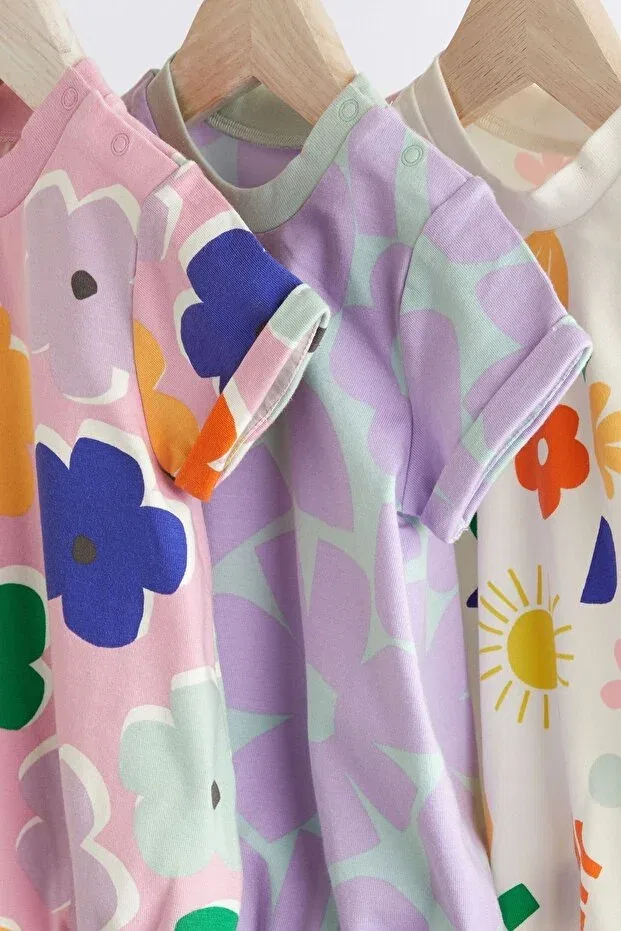 Детский комбинезон с принтом 3 Piece Glossy Print Romper Set Next Baby, Multicolor — фото 3