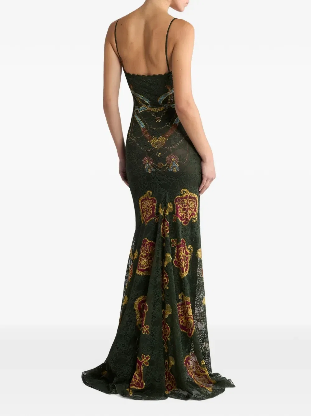 Длинное платье из джерси с принтом ETRO, зеленый — фото 4