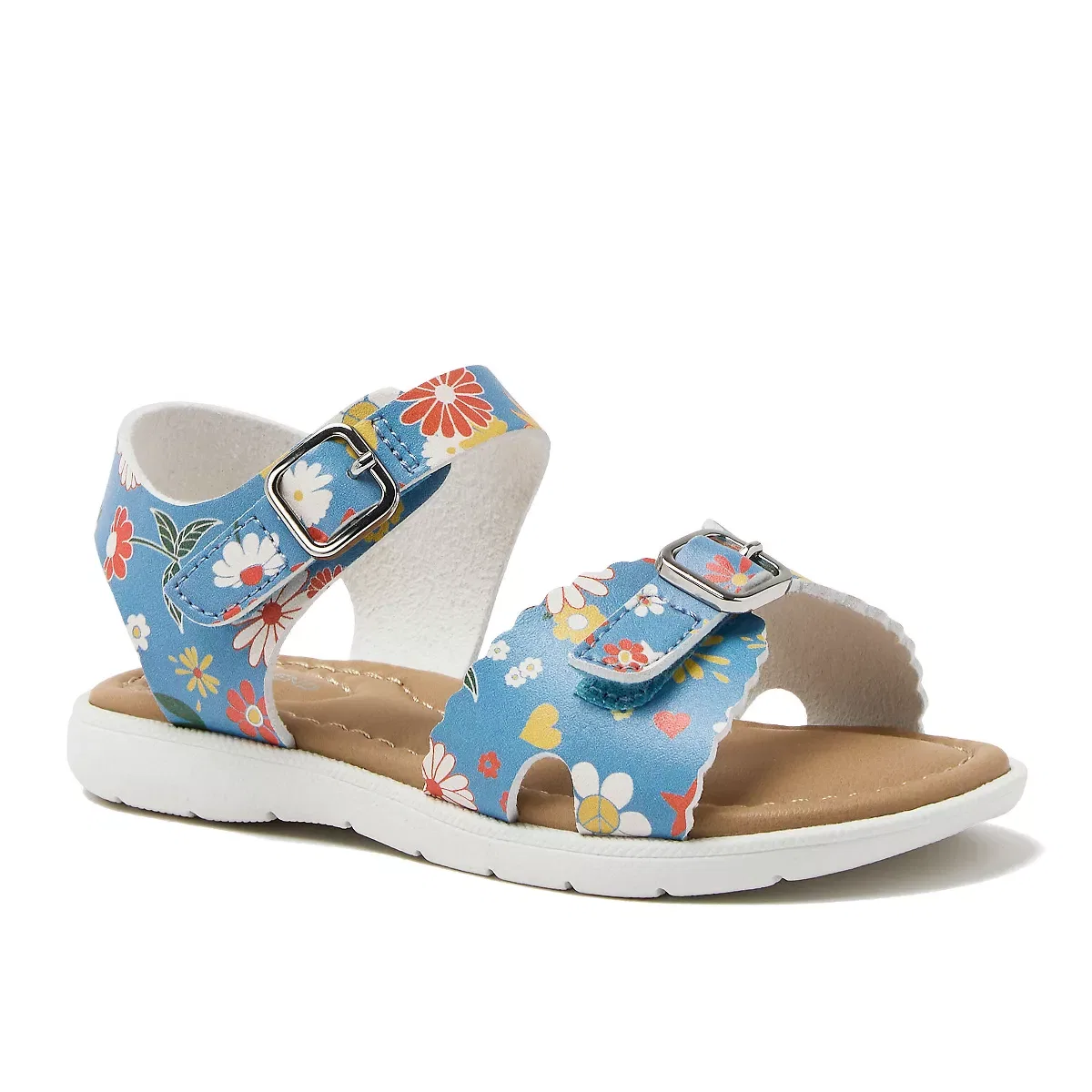 Детские сандалии для девочек с открытым носом Lands' End, Pale Blue Florals