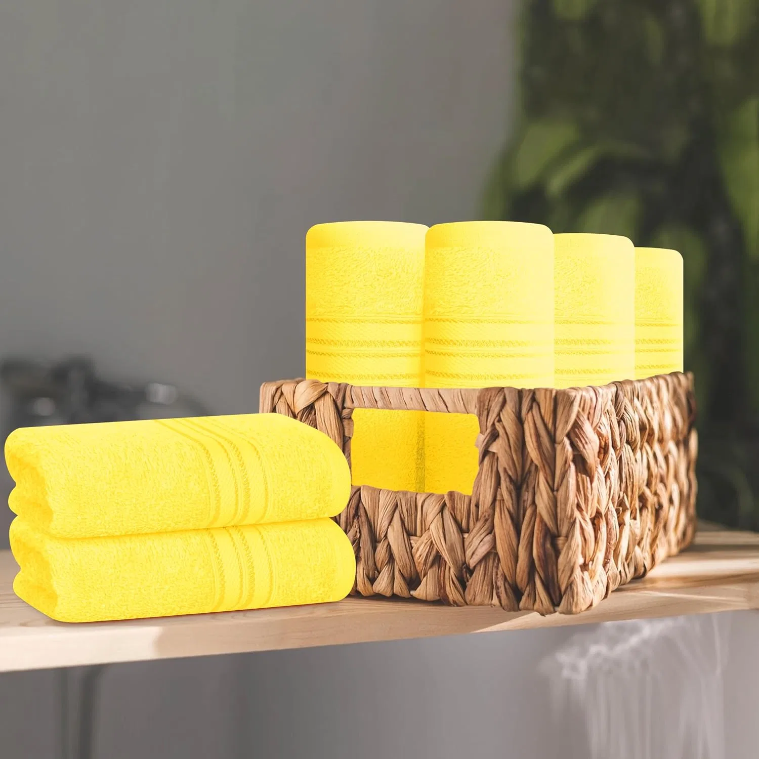 Мочалки из хлопка, BOUTIQUO, набор 12 шт, 30,5x30,5 см, Lime Yellow — фото 3