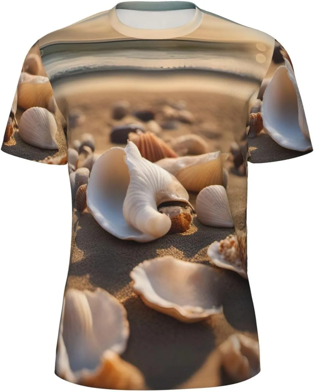 

Футболка мужская летняя с принтом Seashell Landscape On The Beach, короткий рукав, легкая, дышащая SDFHU